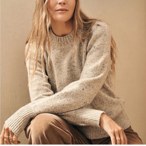 Faherty Boone Wool Women's Cream Sweater M - Picture 4 of 9